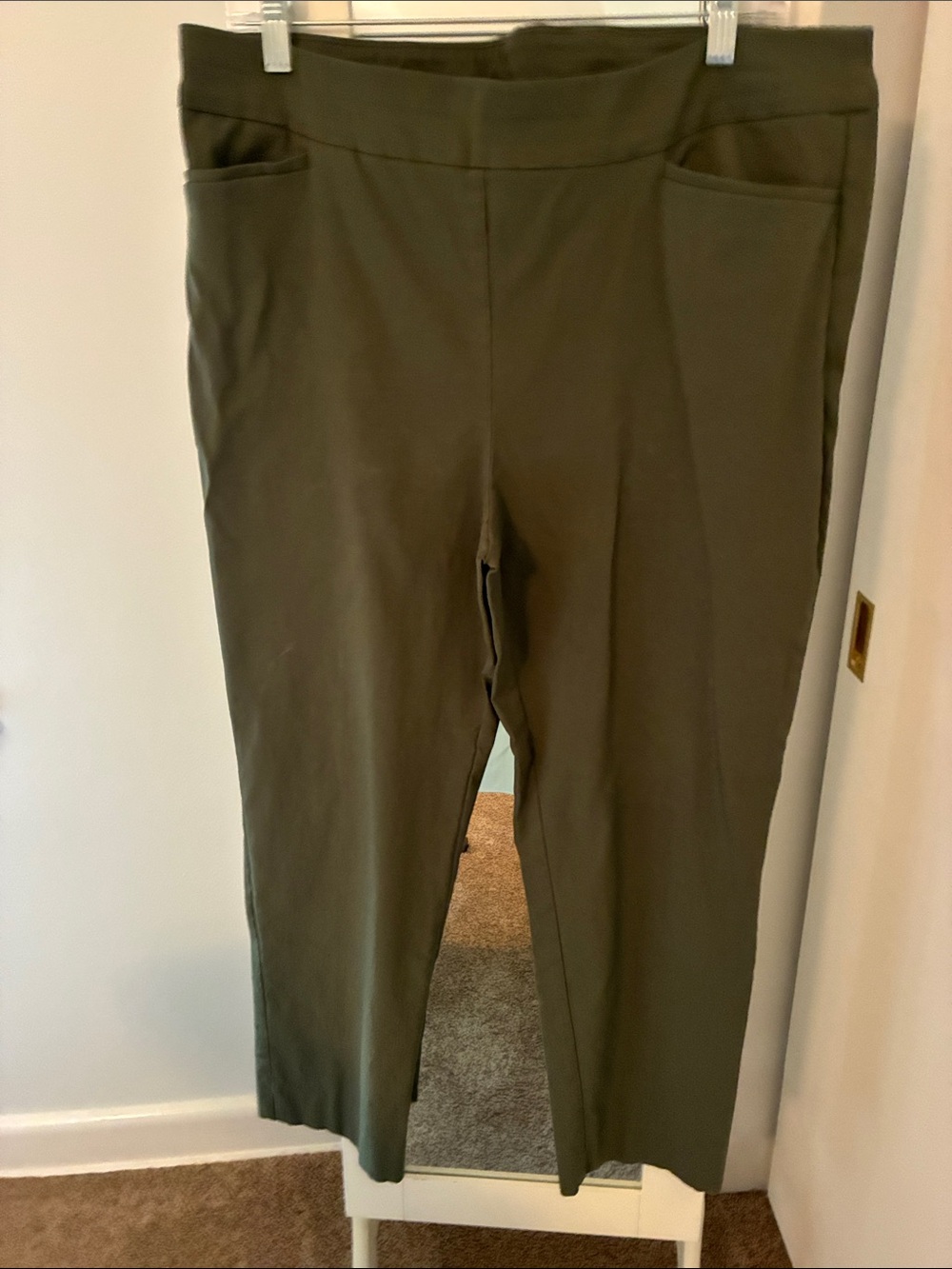 Women's Olive Green Ponte Knit Pull-On Pants